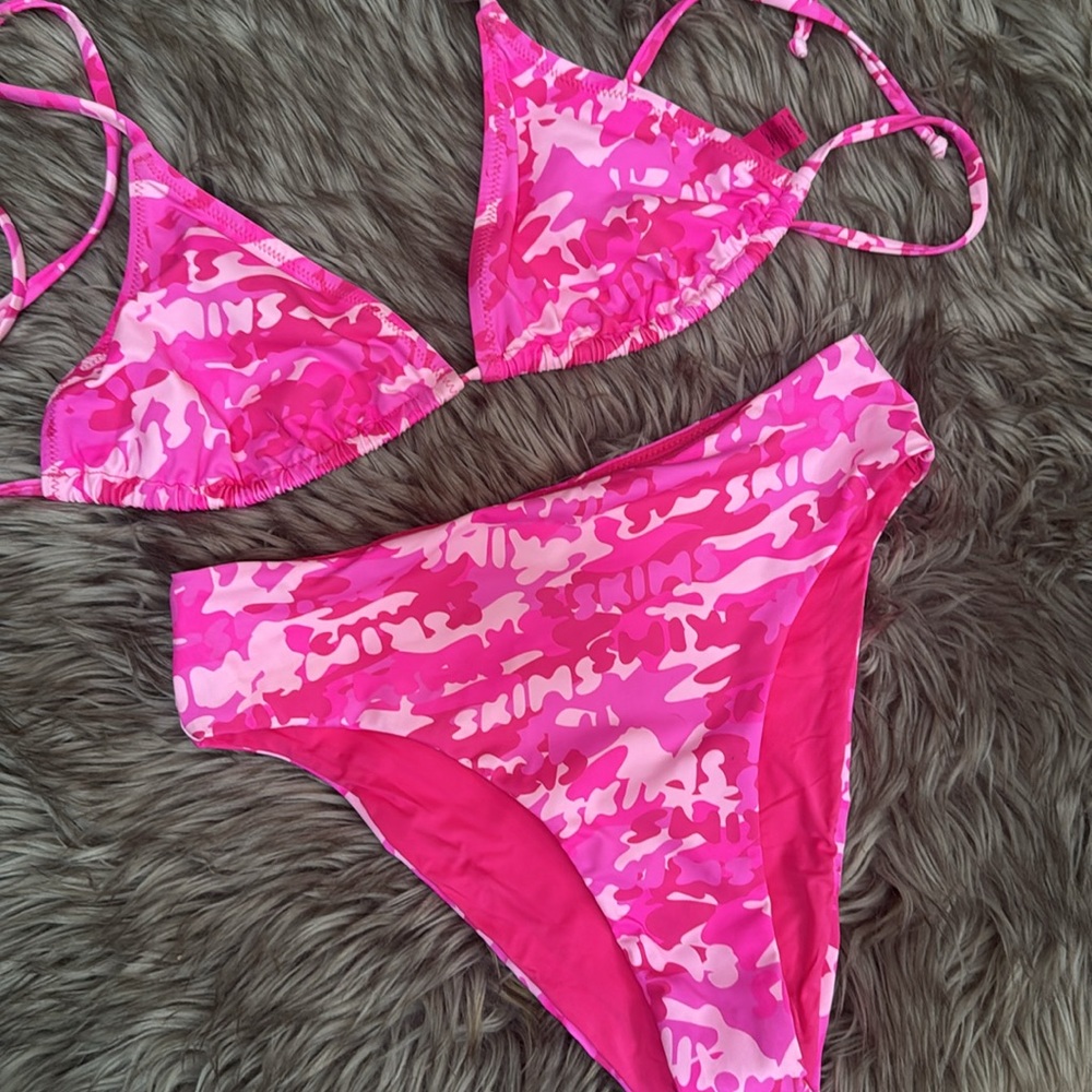 SKIMS pink camo bikini set